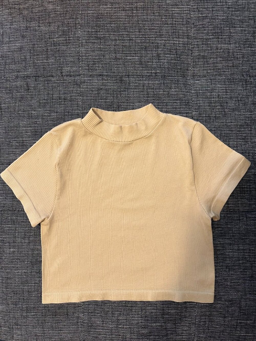 Ribbed Cropped Tee – Beige – Poof New York